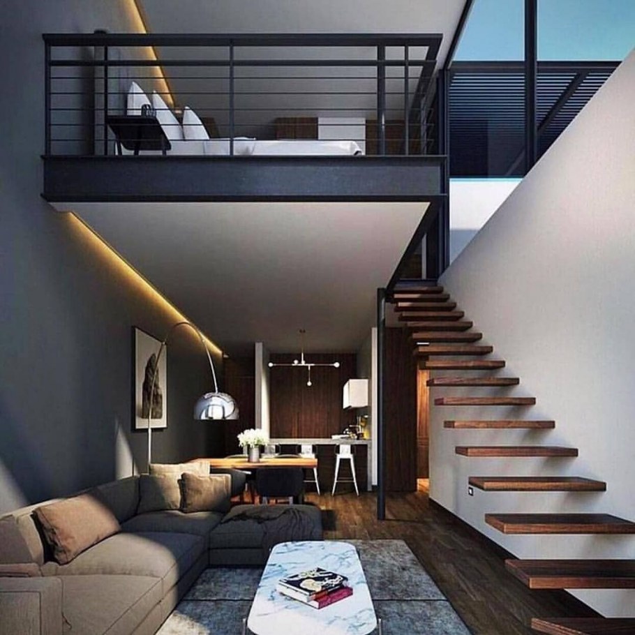 Двухуровневый пентхаус в стиле лофт Нью Йорк