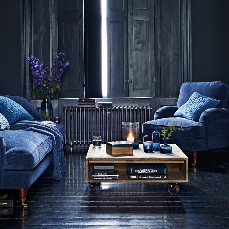 Синие стены в интерьере