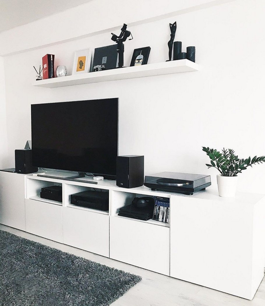 БЕСТО тумба под ТВ, под беленый дуб