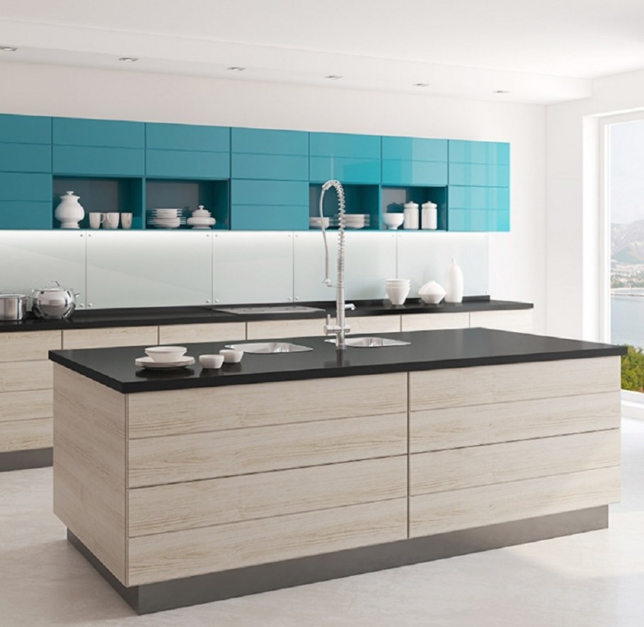 Кухня серо зеленого цвета