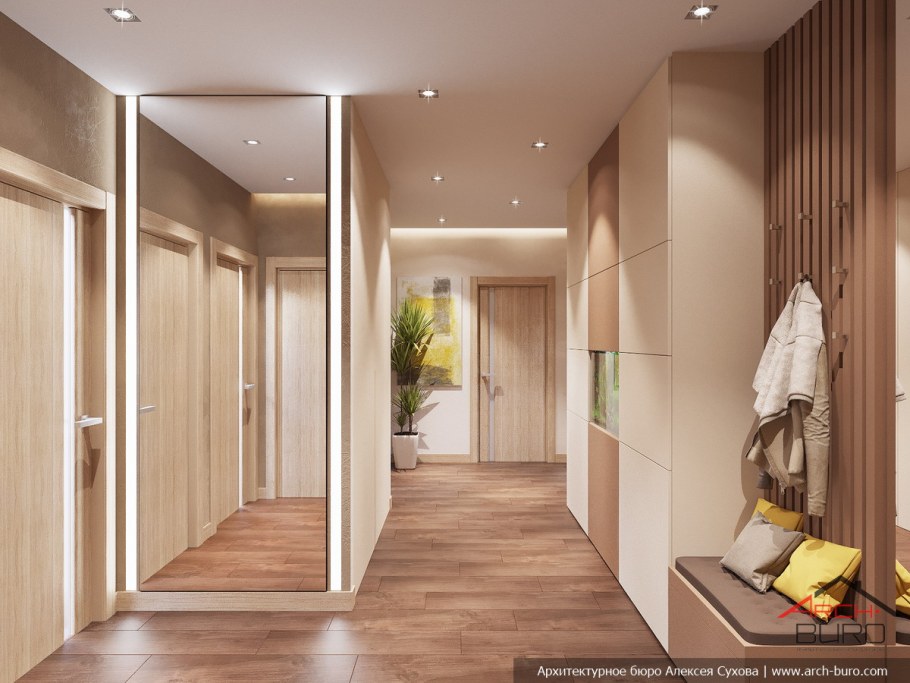 Отделка коридора деревом