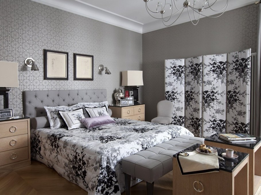 Интерьер обоев для спальни комбинированные 2