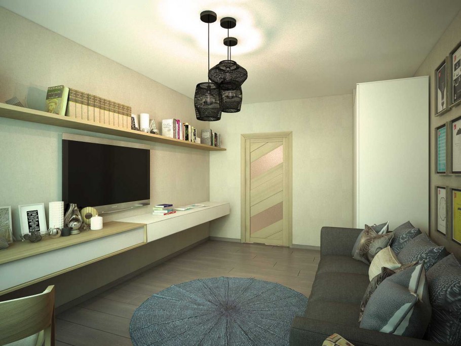 Гостиная в бежевых тонах