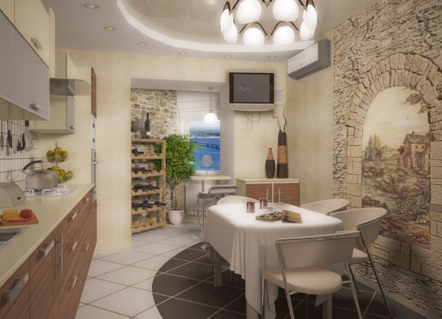 Кухня лофт белые стены