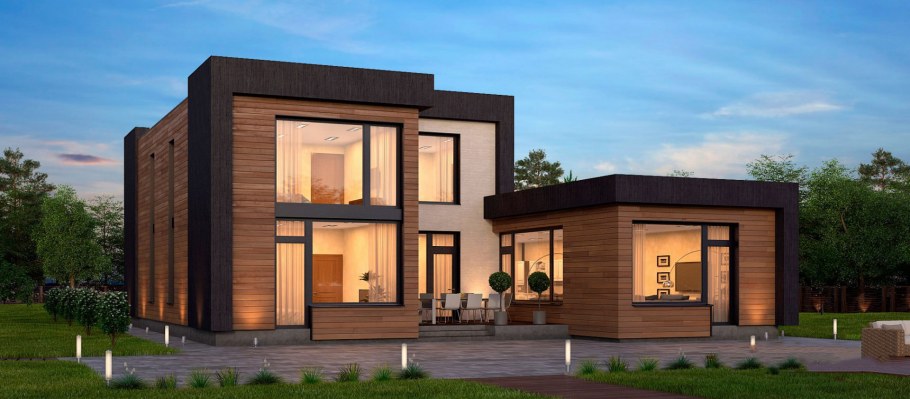 Современные коттеджи с плоской кровлей