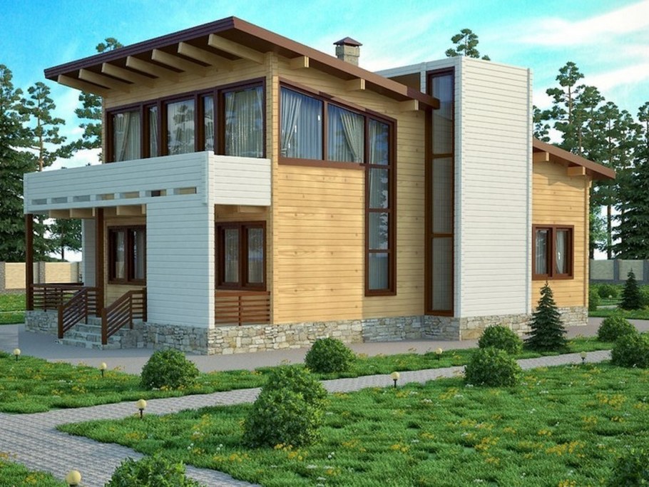 Дом с односкатной крышей Скандинавия