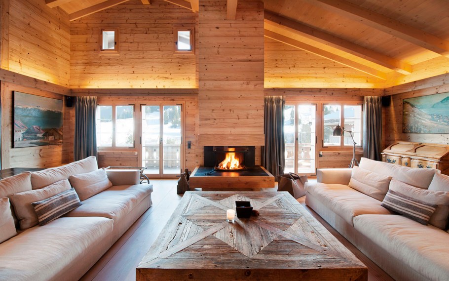 Дом из клееного бруса в стиле Шале