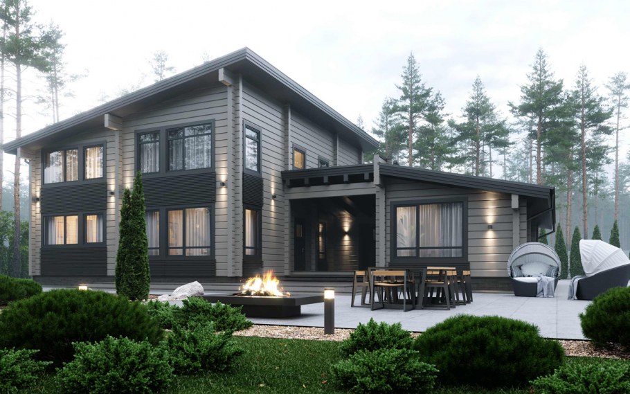 Стильный дом из клееного бруса