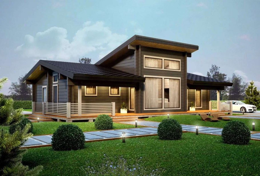 Одноэтажный дом из клееного бруса