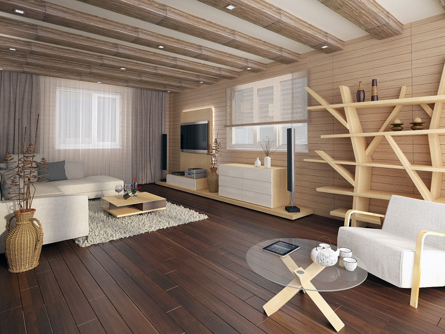 Гостиная в каркасном доме