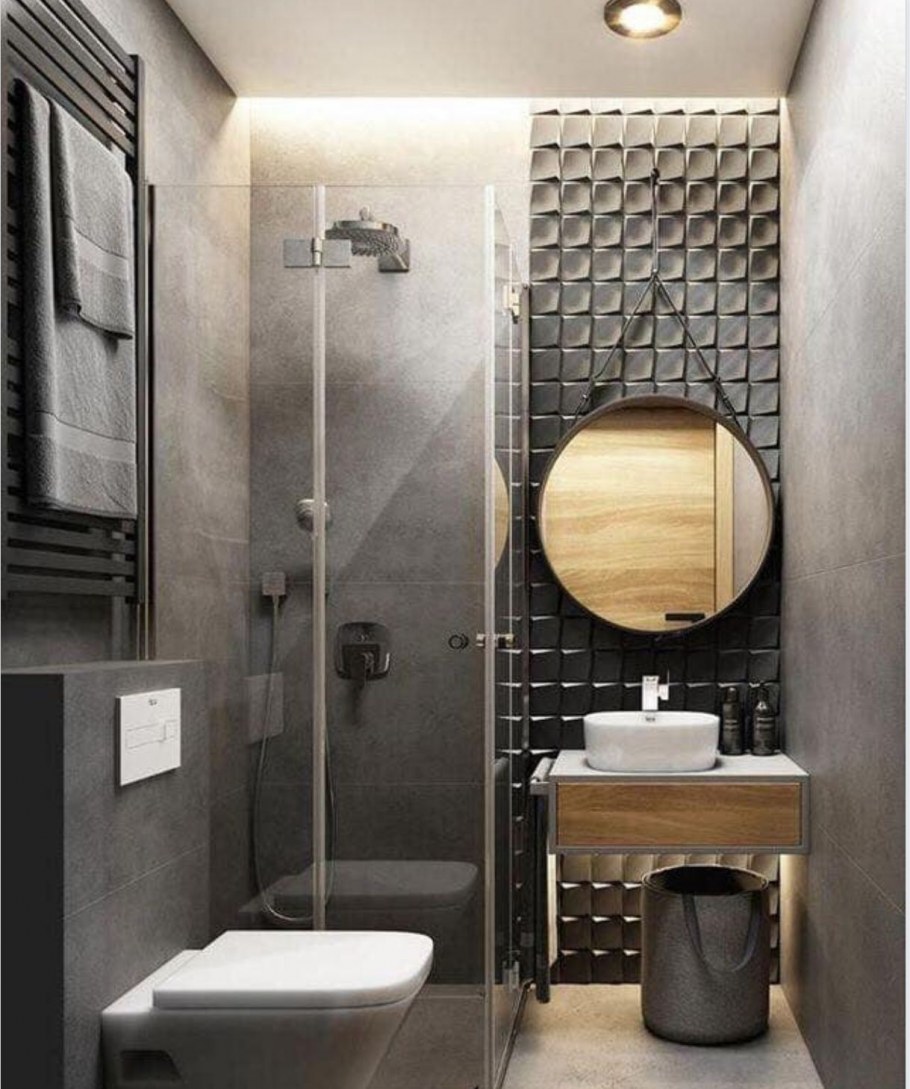 Маленький санузел с душевой