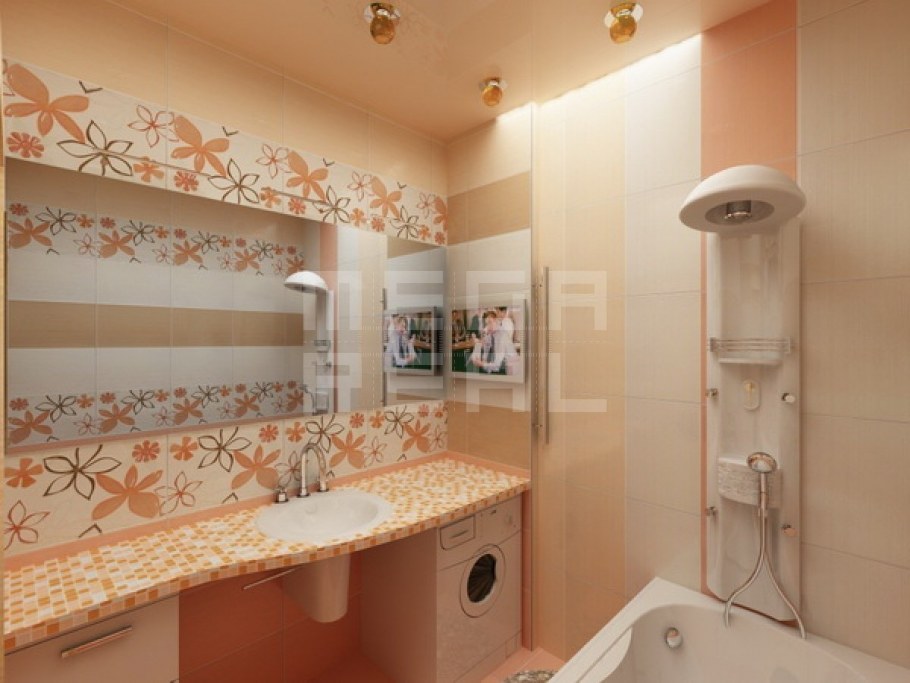 Персиковая ванная комната