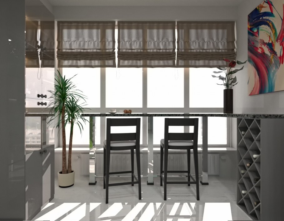 Барная стойка у окна в пол