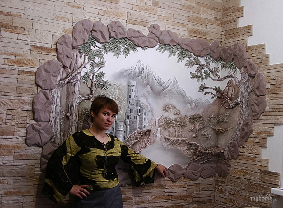 Рельефная роспись стен