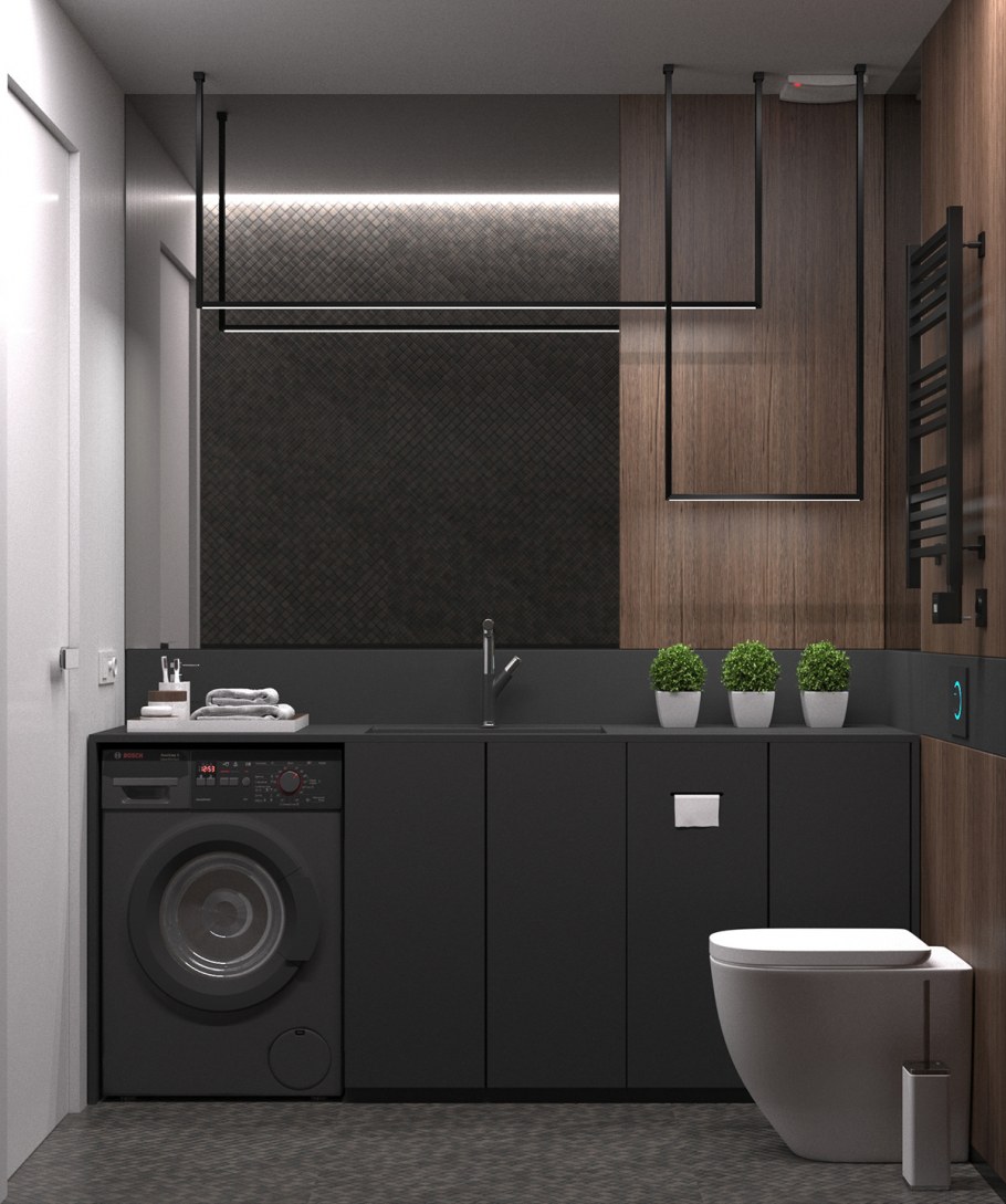 Постирочная комната с унитазом