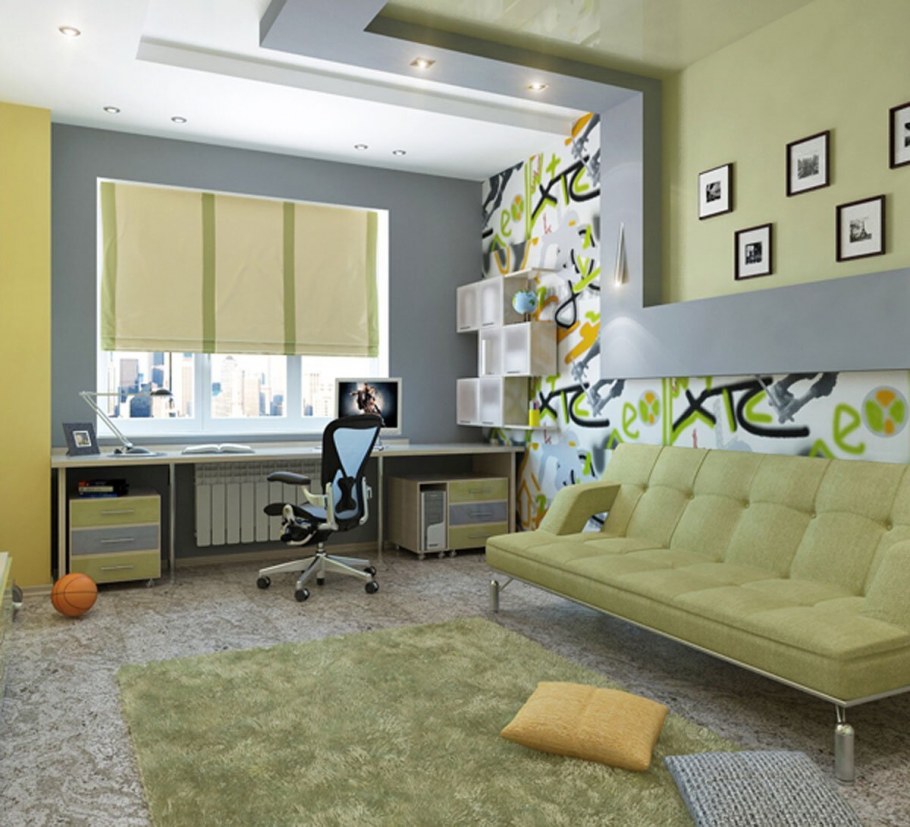 Зеленый цвет в интерьере детской