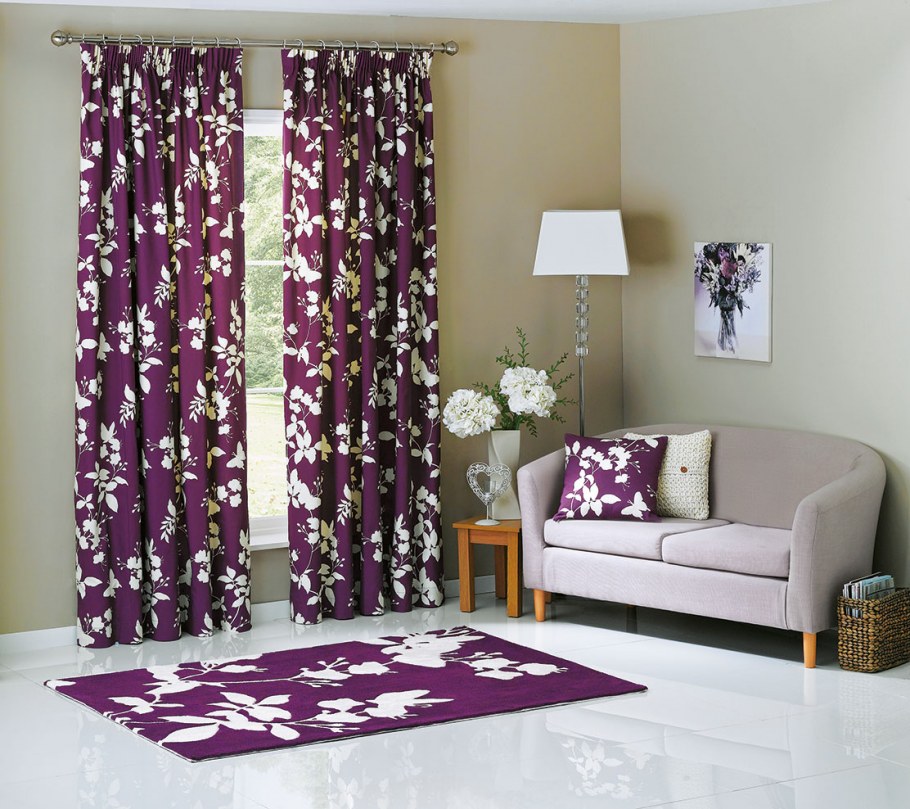Шторы в гостиную в цветочек
