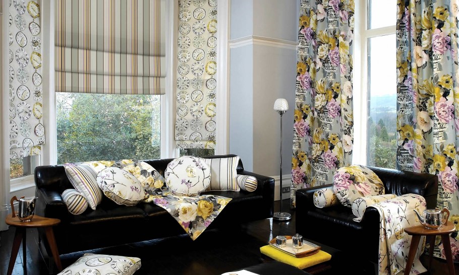 Шторы с цветочным рисунком в интерьере