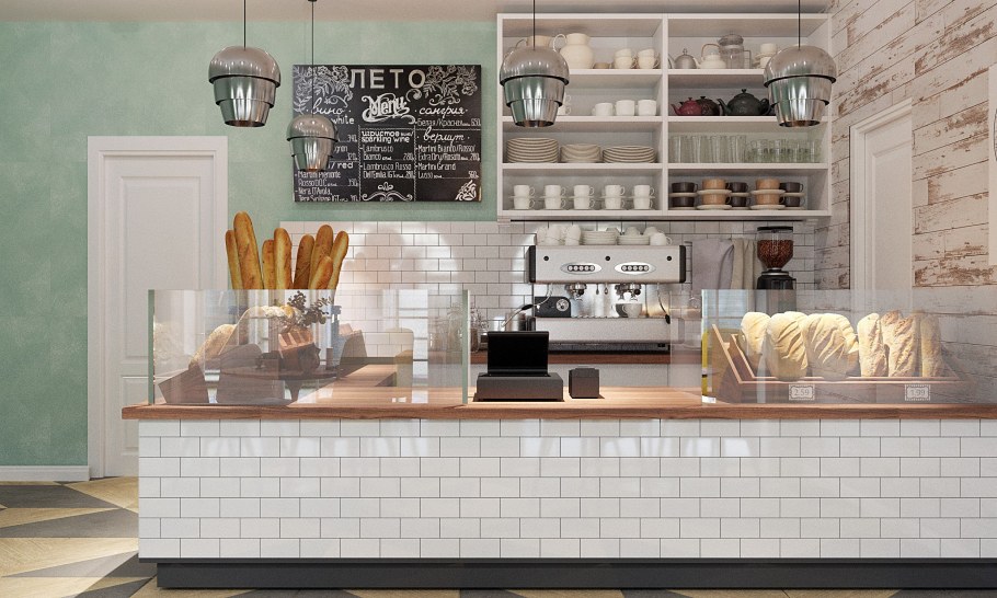 Синяя кухня в стиле Скандинавский лофт