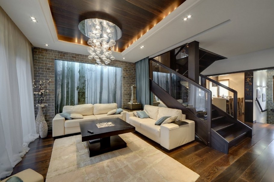 Гостиная в частном доме в современном стиле