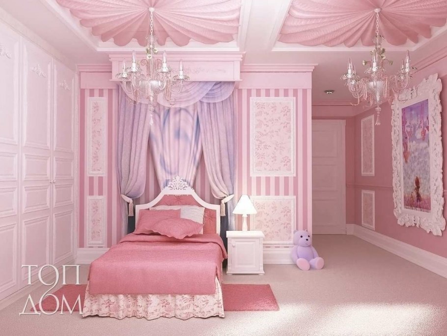 Интерьер в розовом свете
