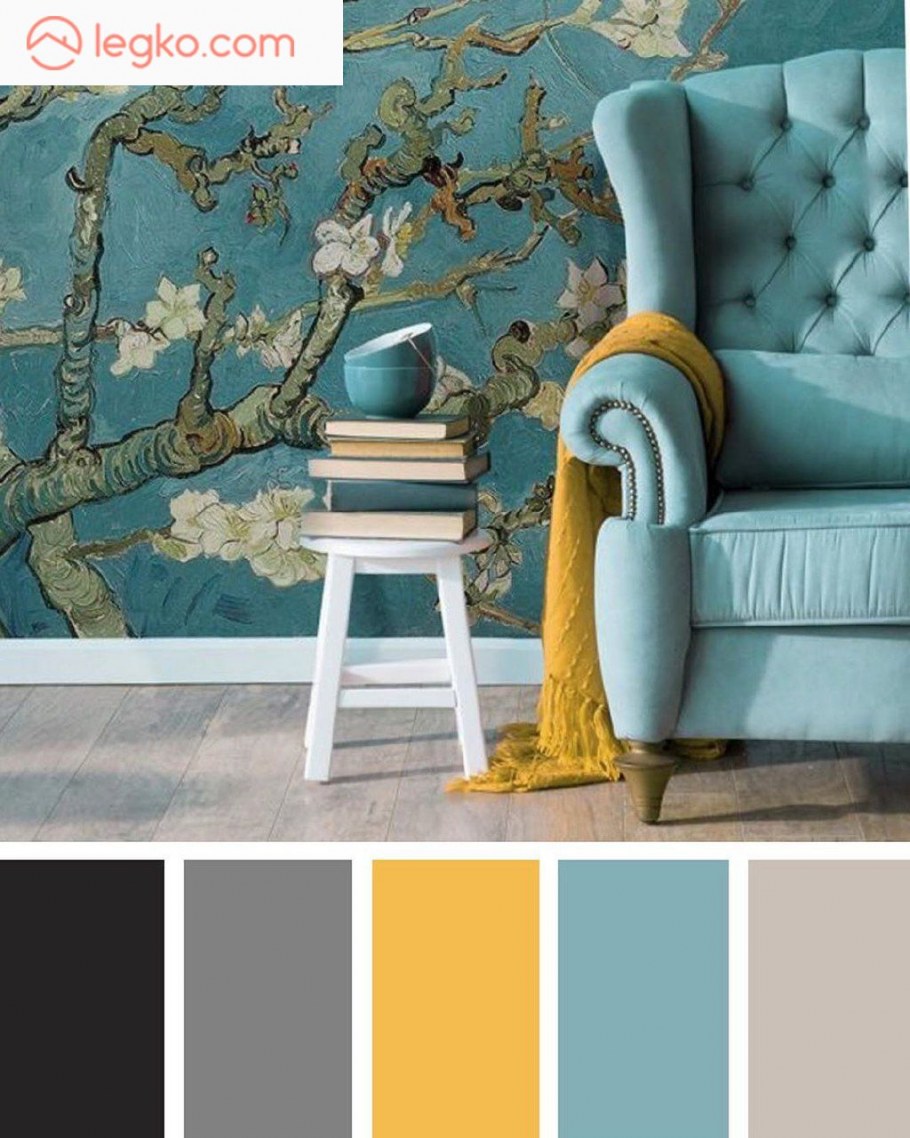 Бирюзовый в интерьере палитра