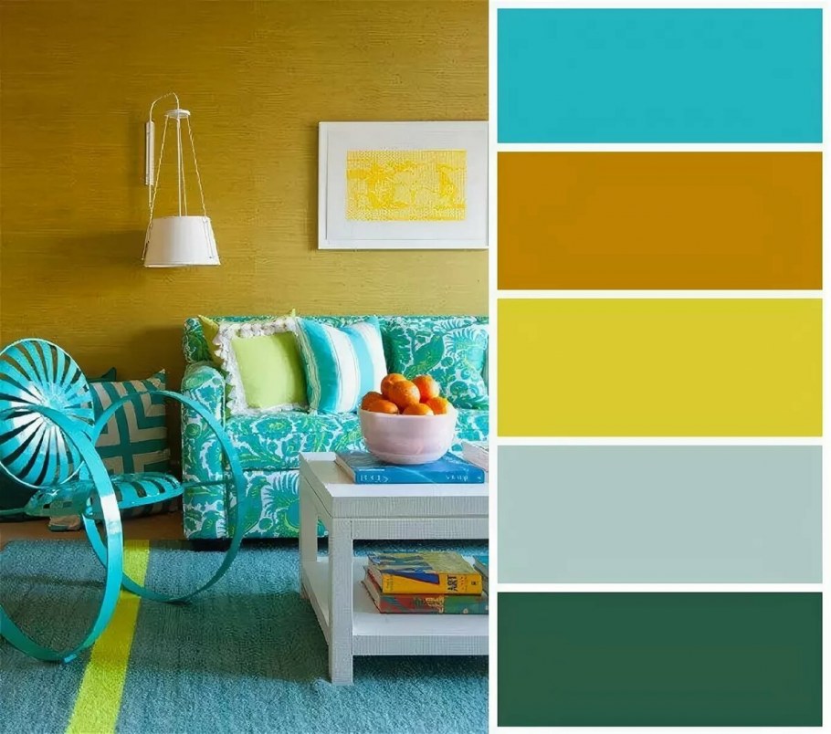 Бирюза сочетание цветов в интерьере