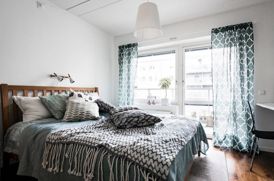 Тюль в скандинавском стиле на кухню