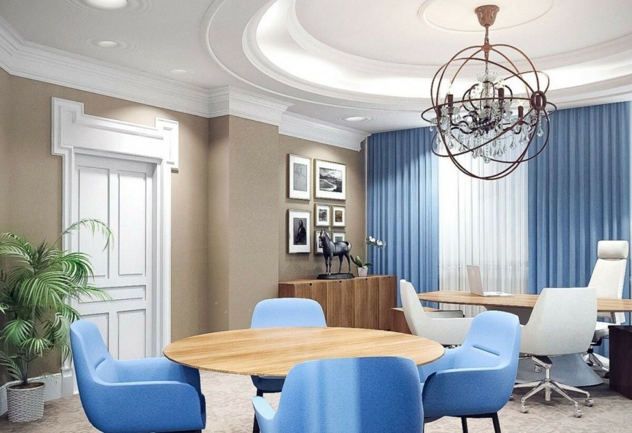 Офисный интерьер в синих тонах