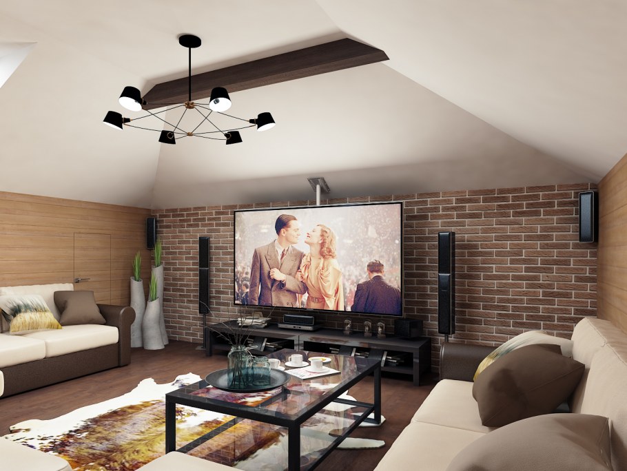 Мансардное помещение с растениями