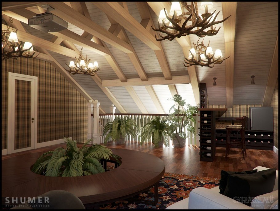 Мансарда гостиная в классическом стиле