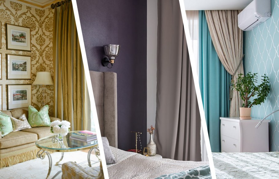 Красивые интерьеры с обоями и шторами