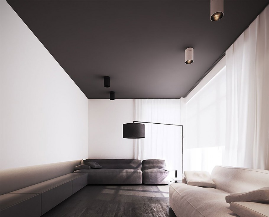 Серые стены белый потолок