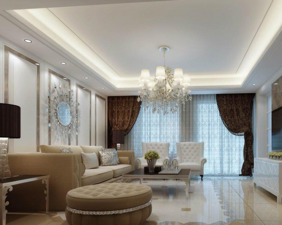 Потолок из гипсокартона для зала кла