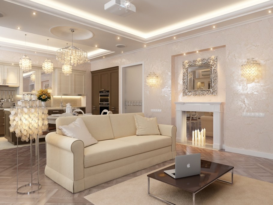 Потолок для зала в классическом стиле