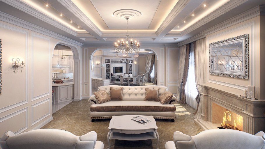 Интерьер гостиной в классическом стиле