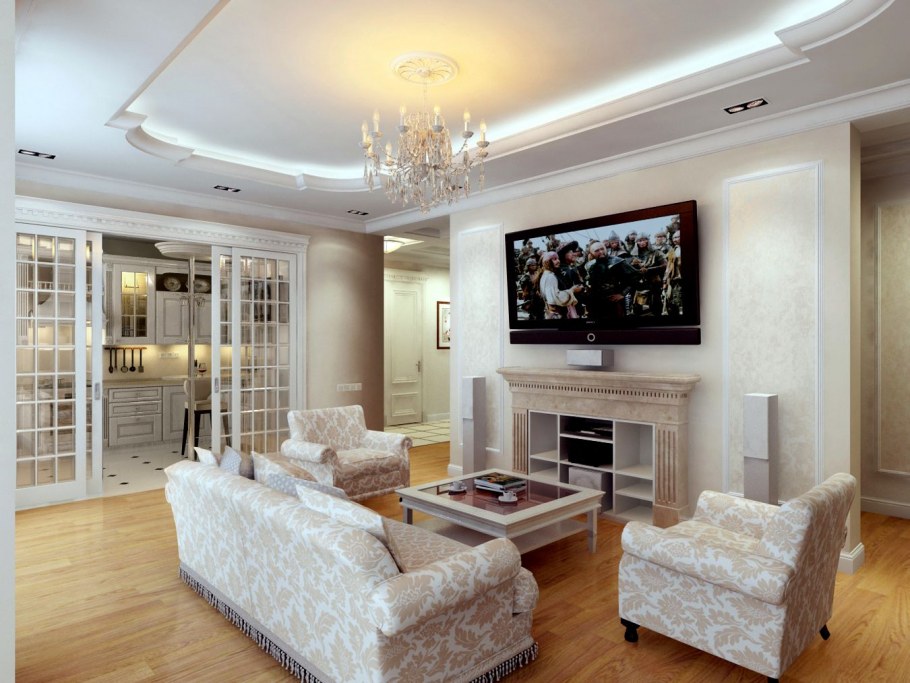 Классические потолки для зала