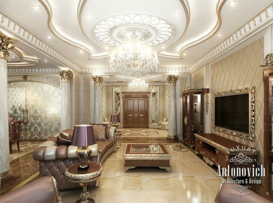 Красивые потолки для зала виклассике