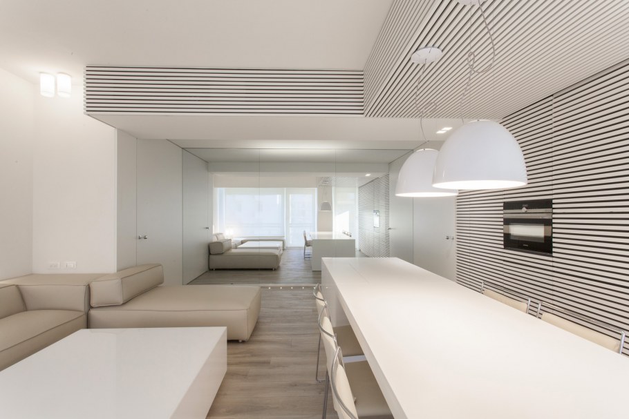 Деревянные рейки в гостиной