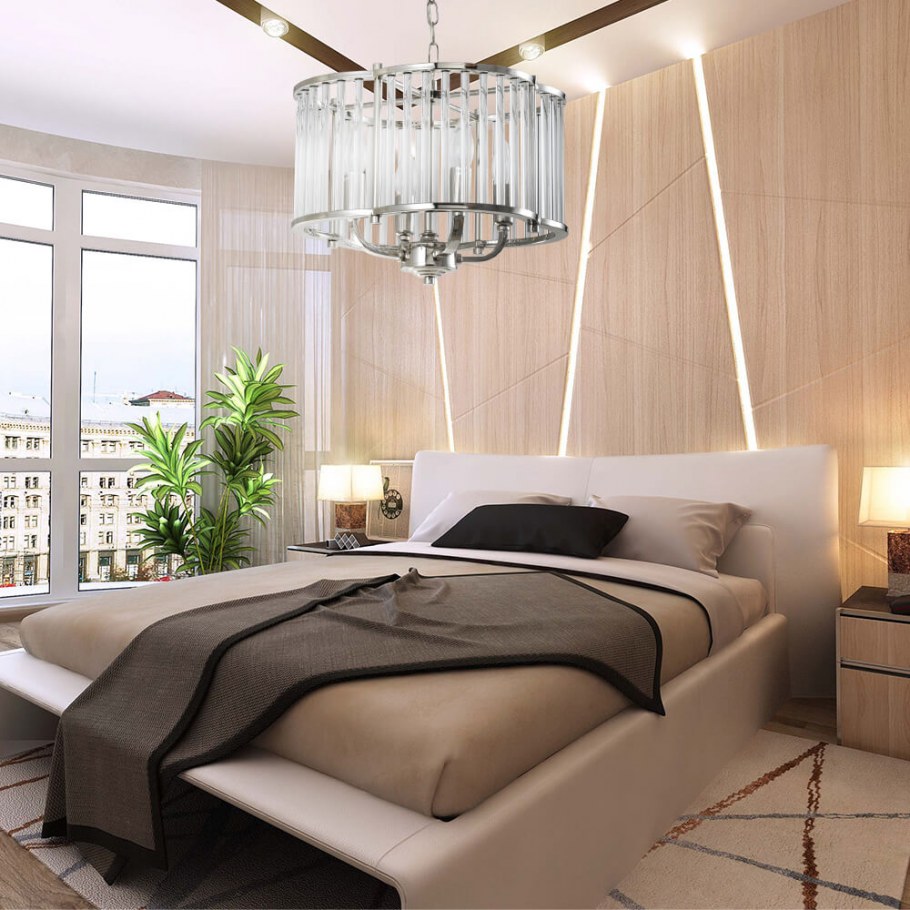 Люстры в спальню для высоких потолков