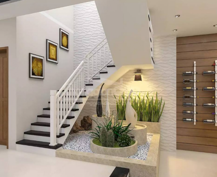 Интерьер лестницы в частном доме