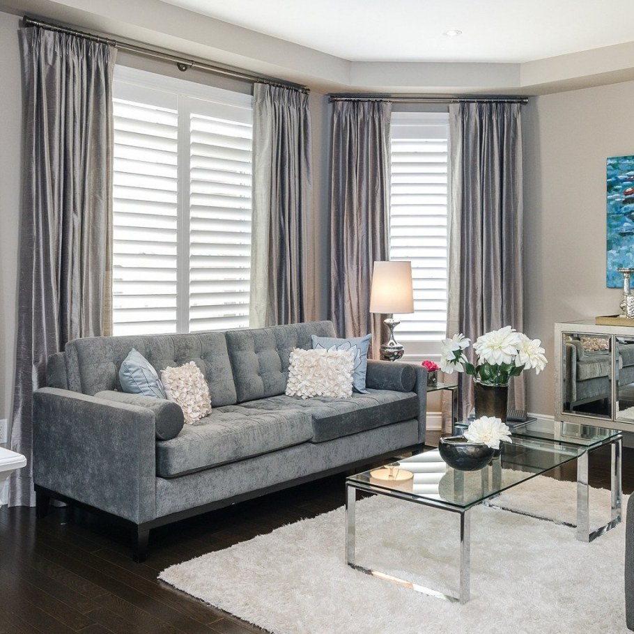 Шторы под серый диван