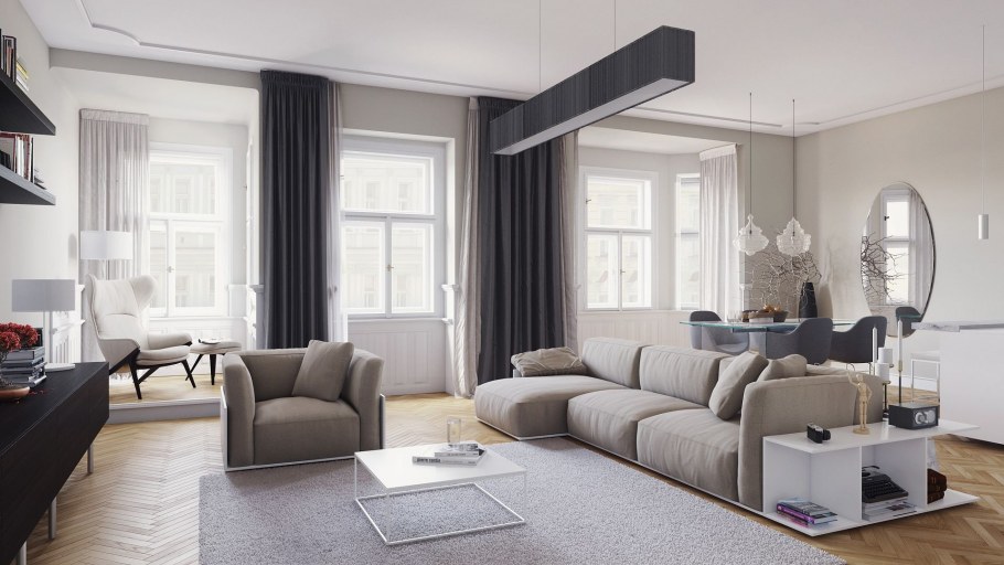 Маленькая гостиная в серых тонах