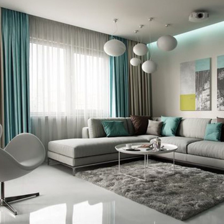 Гостиная с желтым диваном