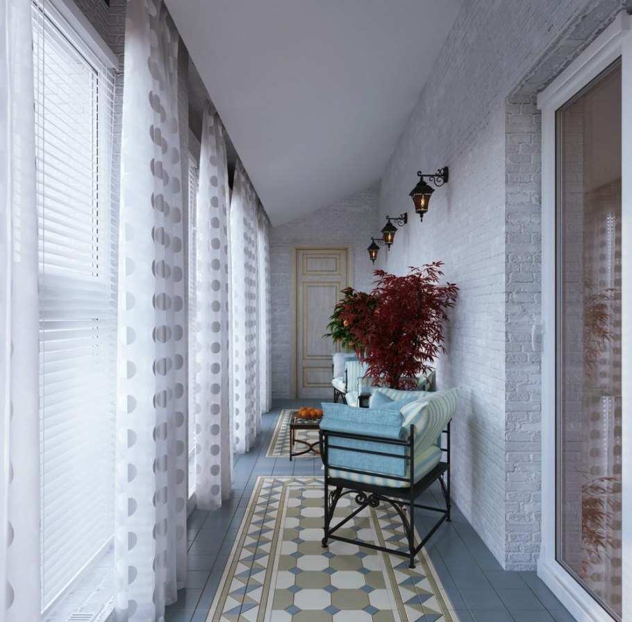 Стильный серый балкон