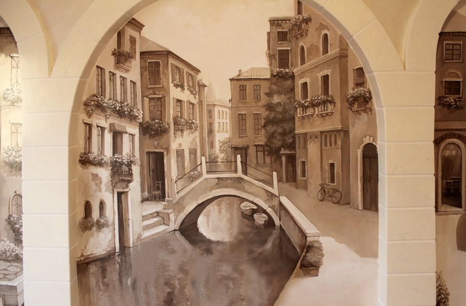 Натуральная фреска Венеция сепия