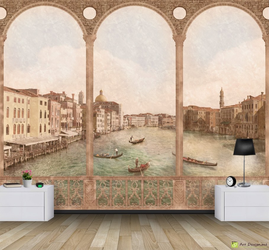 Гризайль Италия пейзаж на стене