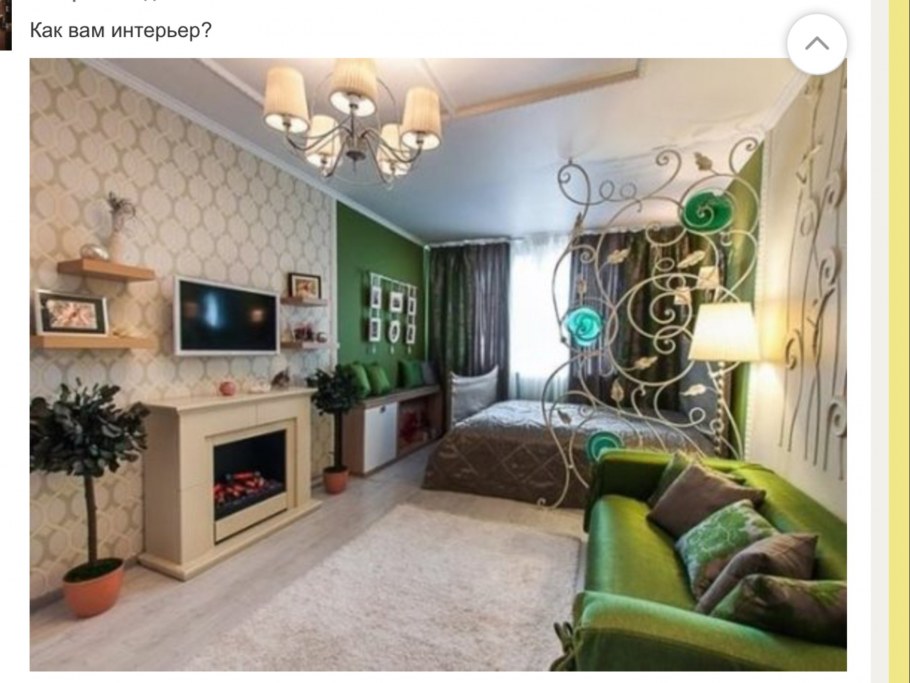 Интерьер спальни-гостиной