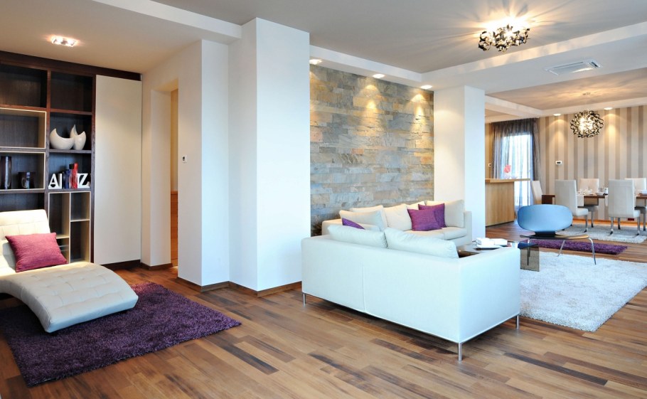 Зонирование спальни обоями