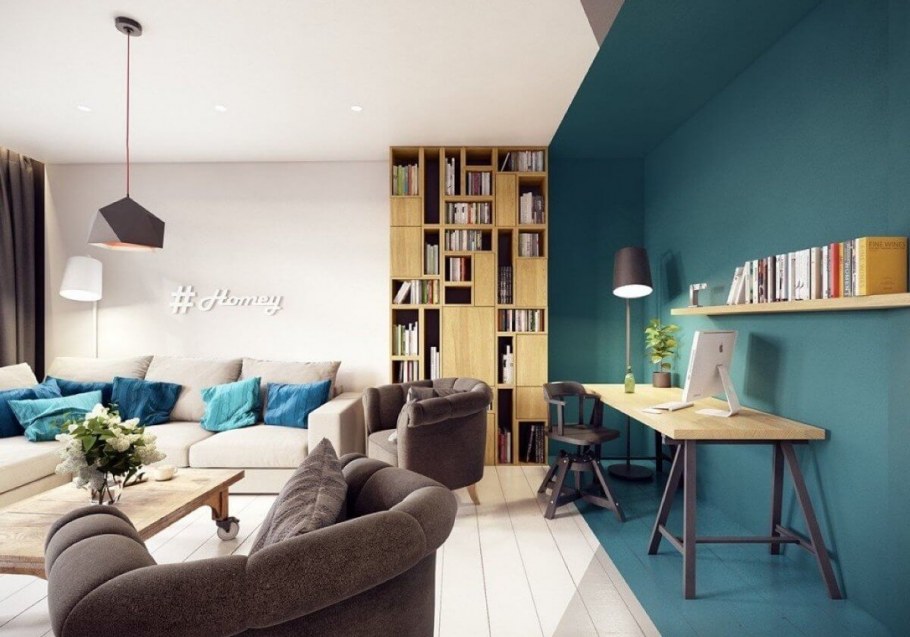 Гостиная в зеленых тонах